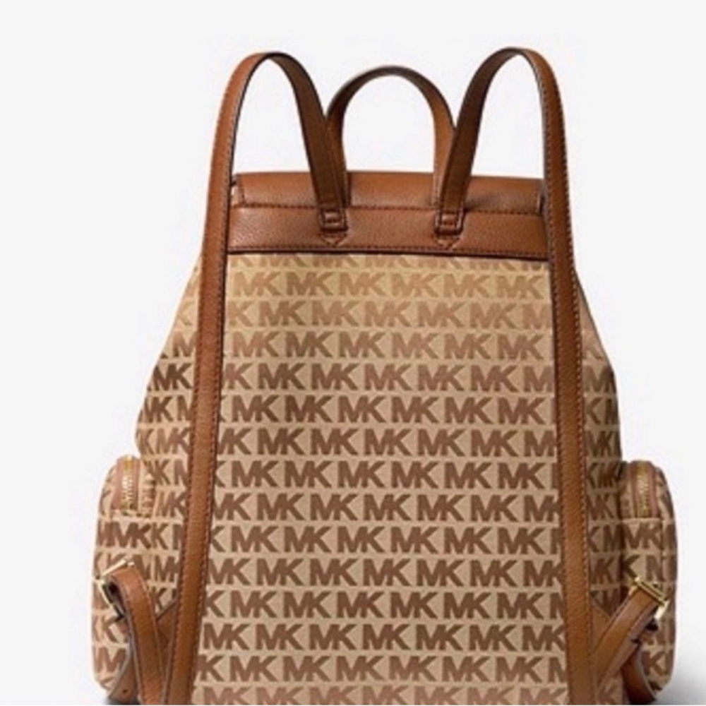 Michael Kors Abbey Large Logo Jacquard & Leather Backpack- Excellent Condition - Picture 3 of 14